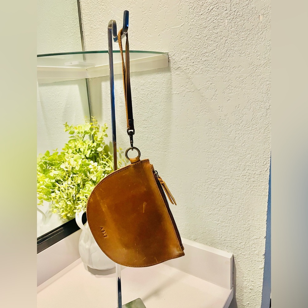ABLE British Tan Distressed Leather Wristlet
Bag & Coin/Lipstick Pouch